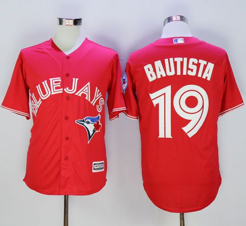Blue Jays #19 Jose Bautista Red New Cool Base 40th Anniversary Stitched MLB Jersey